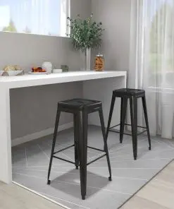 vidaXL Bar Stools Stackable 2 pcs Black Metal