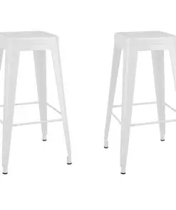 vidaXL Bar Stools Stackable 2 pcs White Metal