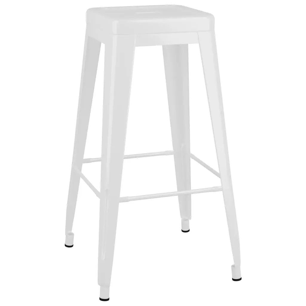 vidaXL Bar Stools Stackable 2 pcs White Metal