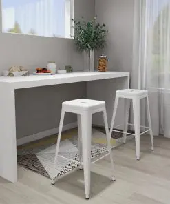vidaXL Bar Stools Stackable 2 pcs White Metal