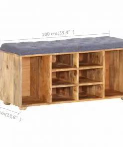 vidaXL Hall Bench 100x35x47 cm Solid Mango Wood