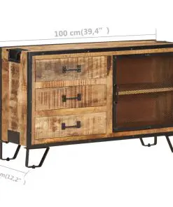 vidaXL Sideboard 100x31x60 cm Solid Rough Mango Wood