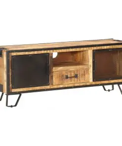 vidaXL TV Cabinet 120x31x46 cm Solid Rough Mango Wood