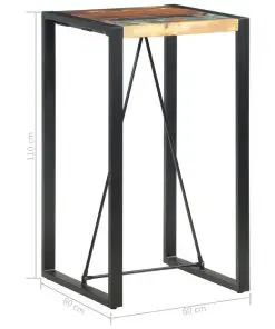 vidaXL Bar Table 60x60x110 cm Solid Reclaimed Wood