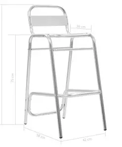 vidaXL Stackable Bar Chairs 2 pcs Aluminium