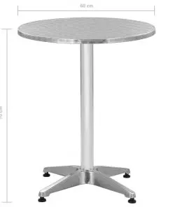 vidaXL Garden Table Silver 60×70 cm Aluminium