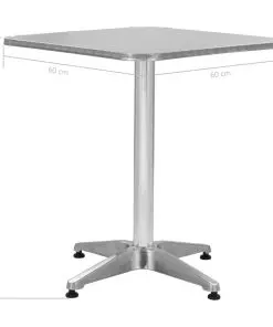 vidaXL Garden Table Silver 60x60x70 cm Aluminium