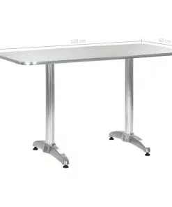 vidaXL Garden Table Silver 120x60x70 cm Aluminium