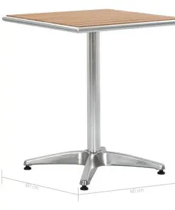 vidaXL Garden Table Silver 60x60x70 cm Aluminium and WPC