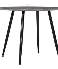 vidaXL Dining Table Concrete and Black 90×73.5 cm MDF