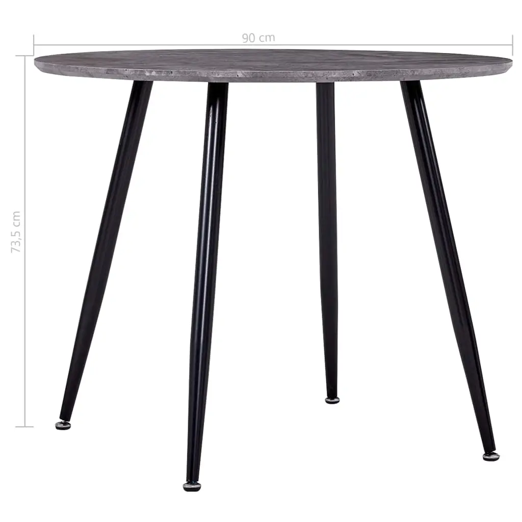 vidaXL Dining Table Concrete and Black 90×73.5 cm MDF