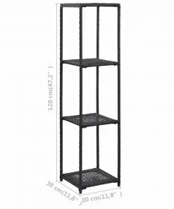 vidaXL Storage Shelf Black 30x30x120 cm Poly Rattan
