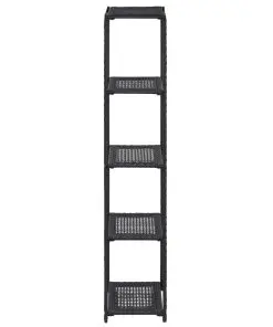 vidaXL Storage Shelf Black 30x30x150 cm Poly Rattan