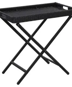 vidaXL Folding Table Black 80x45x75 cm Poly Rattan