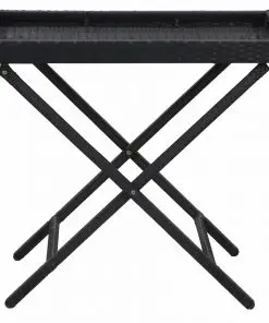 vidaXL Folding Table Black 80x45x75 cm Poly Rattan