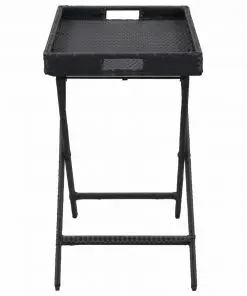 vidaXL Folding Table Black 80x45x75 cm Poly Rattan