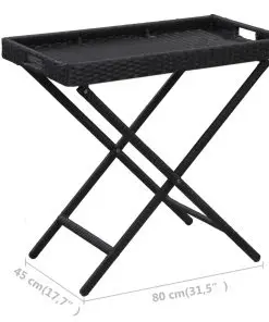 vidaXL Folding Table Black 80x45x75 cm Poly Rattan