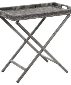 vidaXL Folding Table Grey 80x45x75 cm Poly Rattan