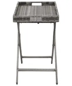 vidaXL Folding Table Grey 80x45x75 cm Poly Rattan