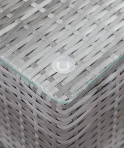 vidaXL Side Table with Glass Top Grey 35x35x52 cm Poly Rattan