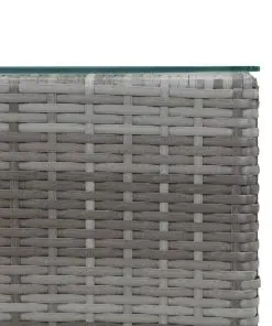 vidaXL Side Table with Glass Top Grey 35x35x52 cm Poly Rattan