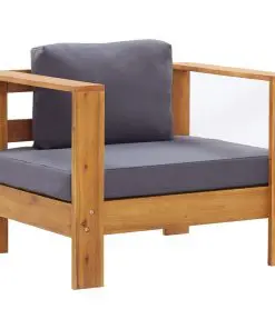 vidaXL 4 Piece Garden Lounge Set with Cushions Grey Solid Acacia Wood