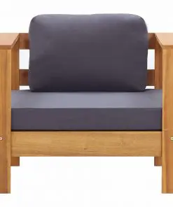 vidaXL 4 Piece Garden Lounge Set with Cushions Grey Solid Acacia Wood