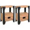 vidaXL Nightstands 2 pcs Solid Acacia Wood Steel 40x30x54 cm