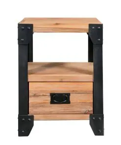 vidaXL Nightstands 2 pcs Solid Acacia Wood Steel 40x30x54 cm