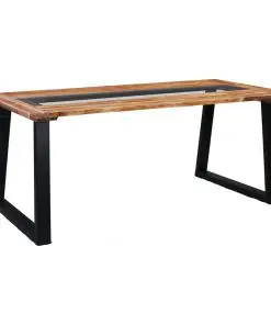 vidaXL Dining Table 180x90x75 cm Solid Acacia Wood and Glass