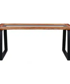vidaXL Dining Table 180x90x75 cm Solid Acacia Wood and Glass