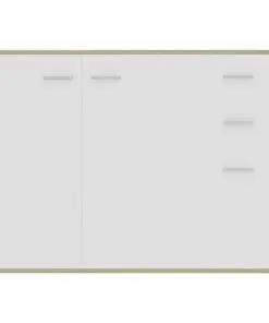 vidaXL Sideboard White and Sonoma Oak 105x30x75 cm Chipboard