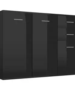 vidaXL Sideboard High Gloss Black 105x30x75 cm Chipboard