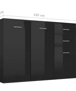 vidaXL Sideboard High Gloss Black 105x30x75 cm Chipboard