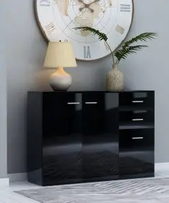 vidaXL Sideboard High Gloss Black 105x30x75 cm Chipboard