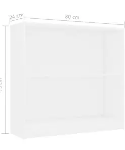 vidaXL Bookshelf White 80x24x75 cm Chipboard