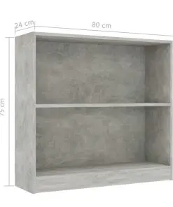 vidaXL Bookshelf Concrete Grey 80x24x75 cm Chipboard