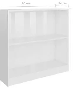 vidaXL Bookshelf High Gloss White 80x24x75 cm Chipboard