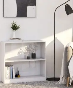 vidaXL Bookshelf High Gloss White 80x24x75 cm Chipboard