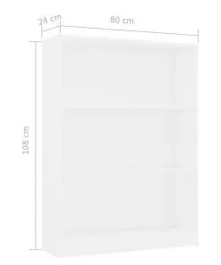 vidaXL Bookshelf White 80x24x108 cm Chipboard