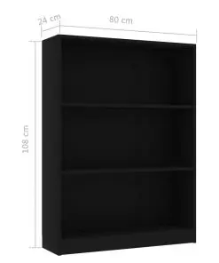 vidaXL Bookshelf Black 80x24x108 cm Chipboard