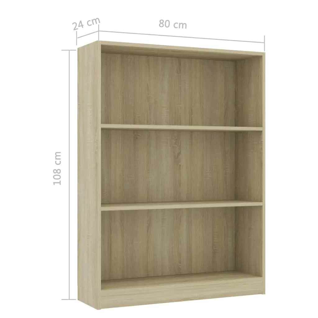 vidaXL Bookshelf Sonoma Oak 80x24x108 cm Chipboard