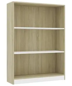 vidaXL Bookshelf White and Sonoma Oak 80x24x108 cm Chipboard