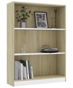 vidaXL Bookshelf White and Sonoma Oak 80x24x108 cm Chipboard