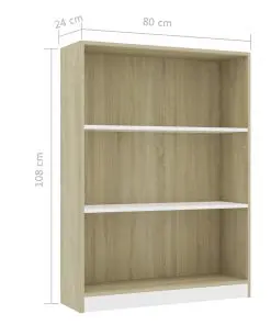 vidaXL Bookshelf White and Sonoma Oak 80x24x108 cm Chipboard