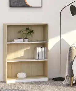 vidaXL Bookshelf White and Sonoma Oak 80x24x108 cm Chipboard