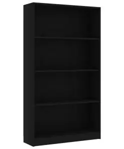 vidaXL 4-Tier Book Cabinet Black 80x24x142 cm Chipboard