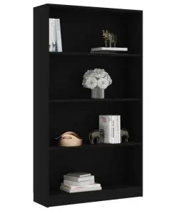 vidaXL 4-Tier Book Cabinet Black 80x24x142 cm Chipboard