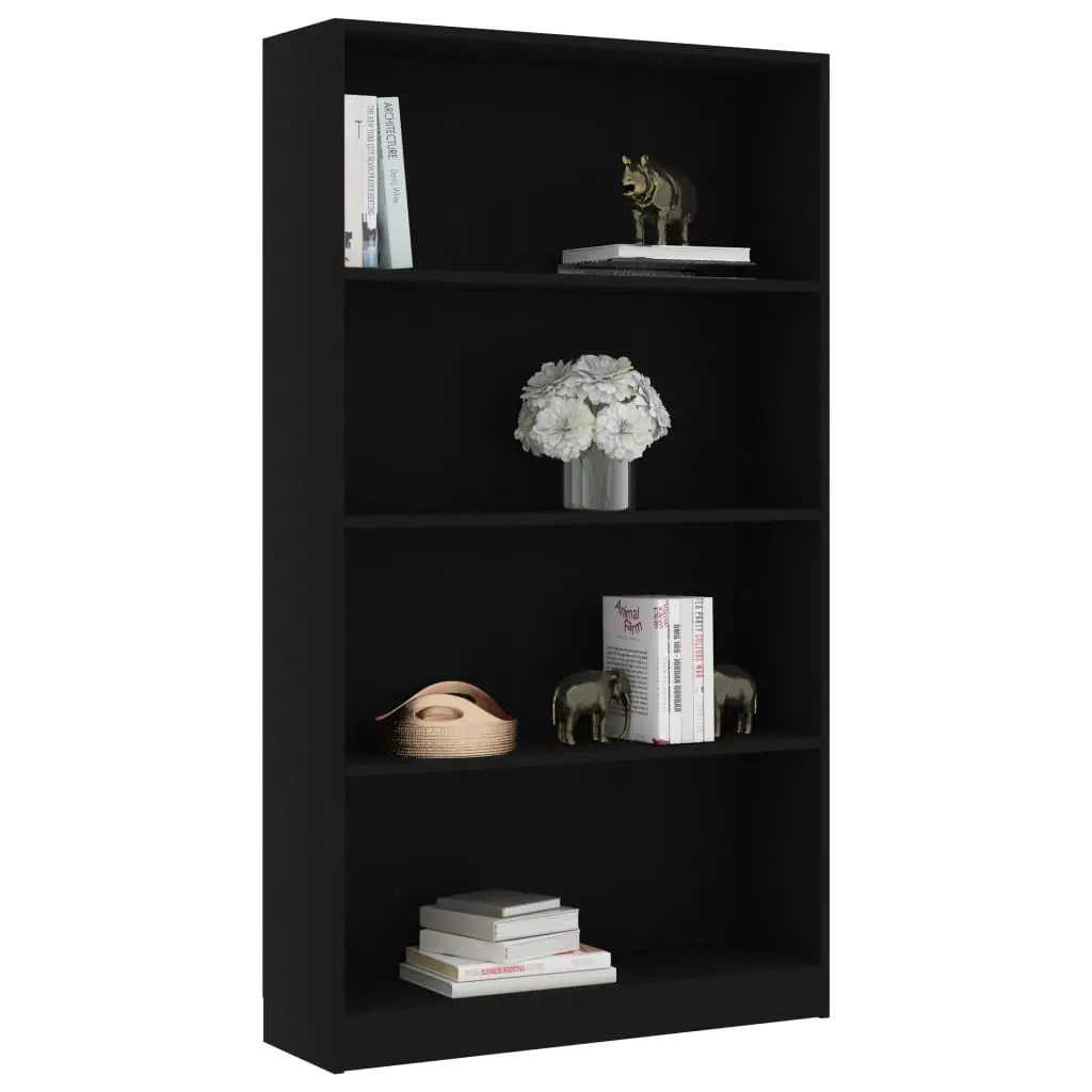 vidaXL 4-Tier Book Cabinet Black 80x24x142 cm Chipboard