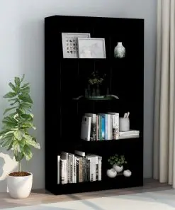 vidaXL 4-Tier Book Cabinet High Gloss Black 80x24x142 cm Chipboard
